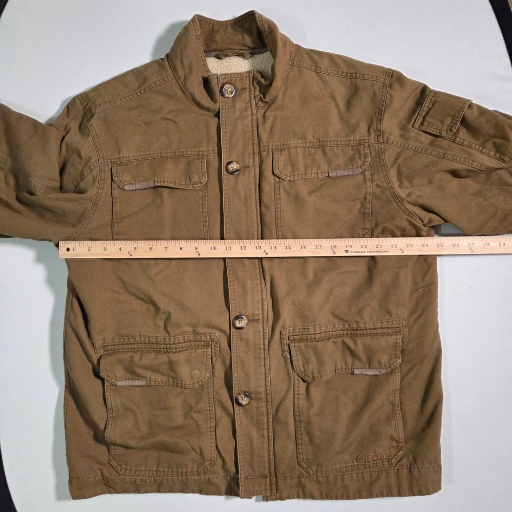 Cabelas Chore Jacket Mens XL Canvas Sherpa Lined Field Coat Brown - Picture 5 of 12